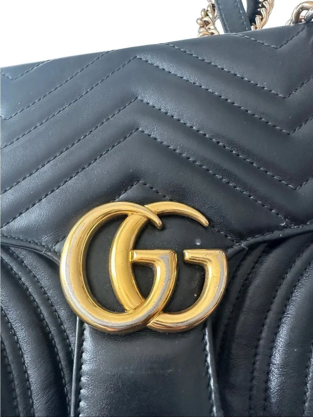 Gucci Marmont Black Quilted GG Chain Shoulder Bag - Picture 13 of 16